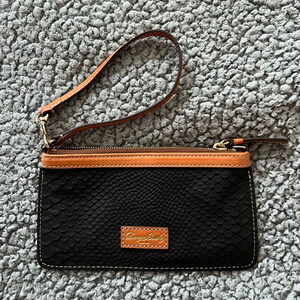 Women’s Vintage Dooney & Bourke Black Snake Leather Wristlet Coin Purse Bag EUC